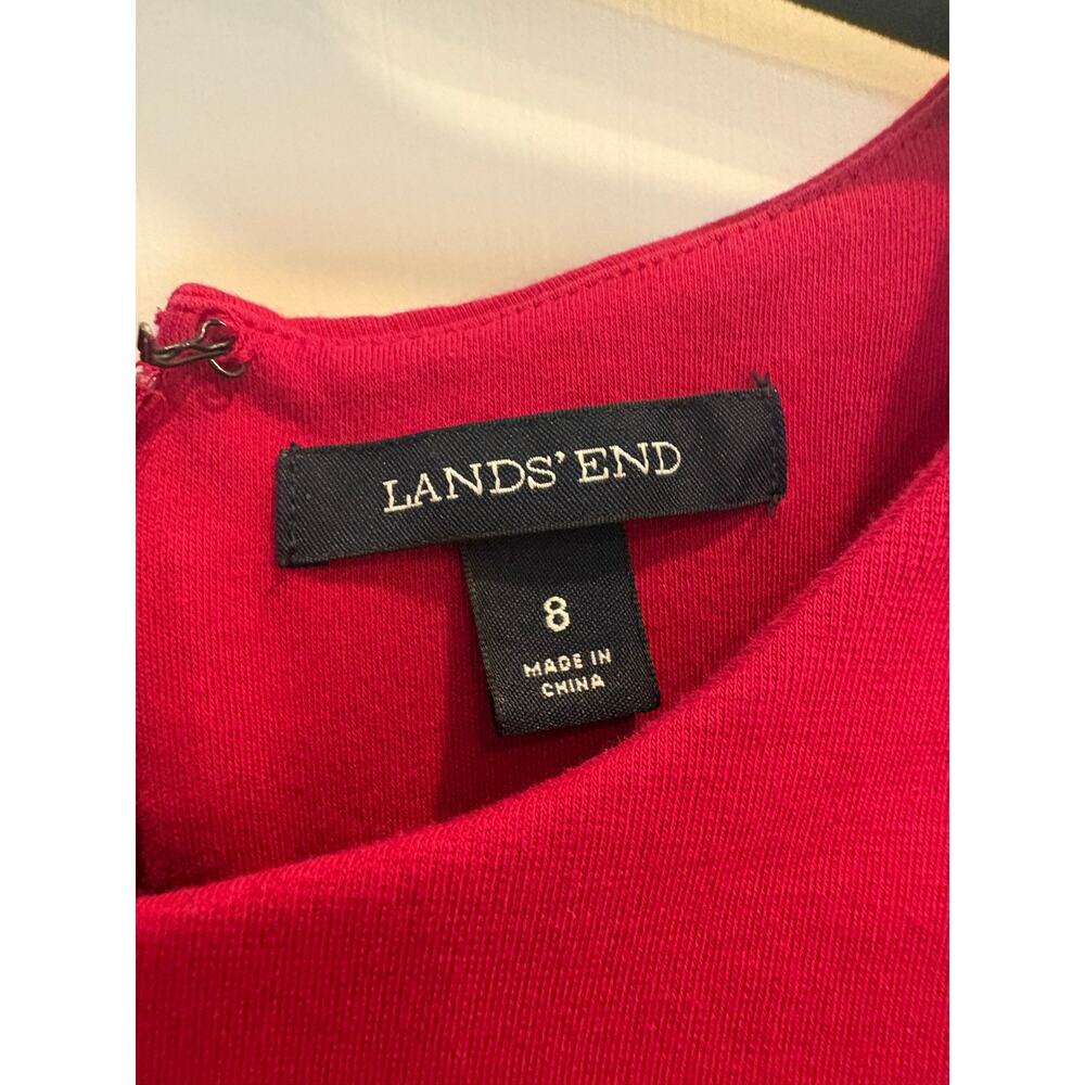 Lands' End Women's Sleeveless Ponte Sheath Dress Raspberry Pink Pockets Size 8 - Picture 3 of 4